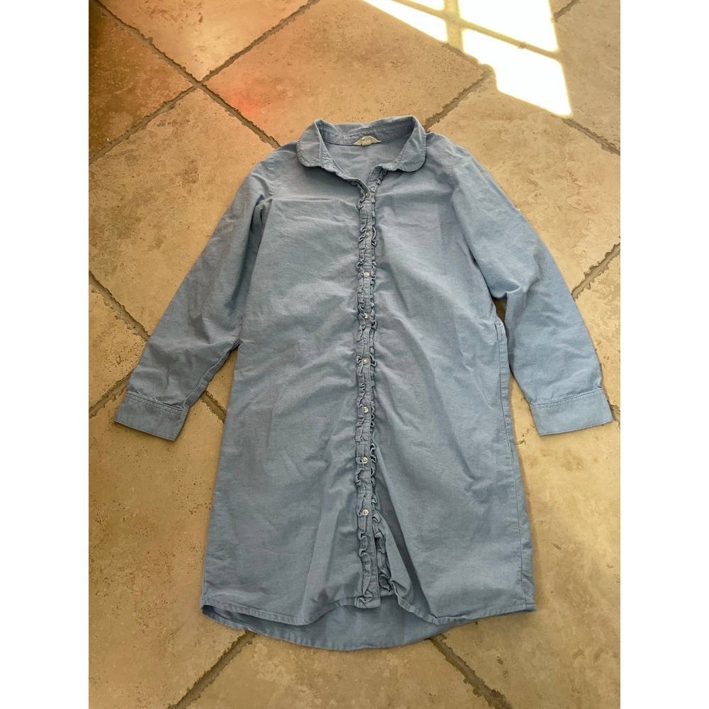 Lands‎ End Long Sleeve Chambray Dress Blue Button Up - girls size 16